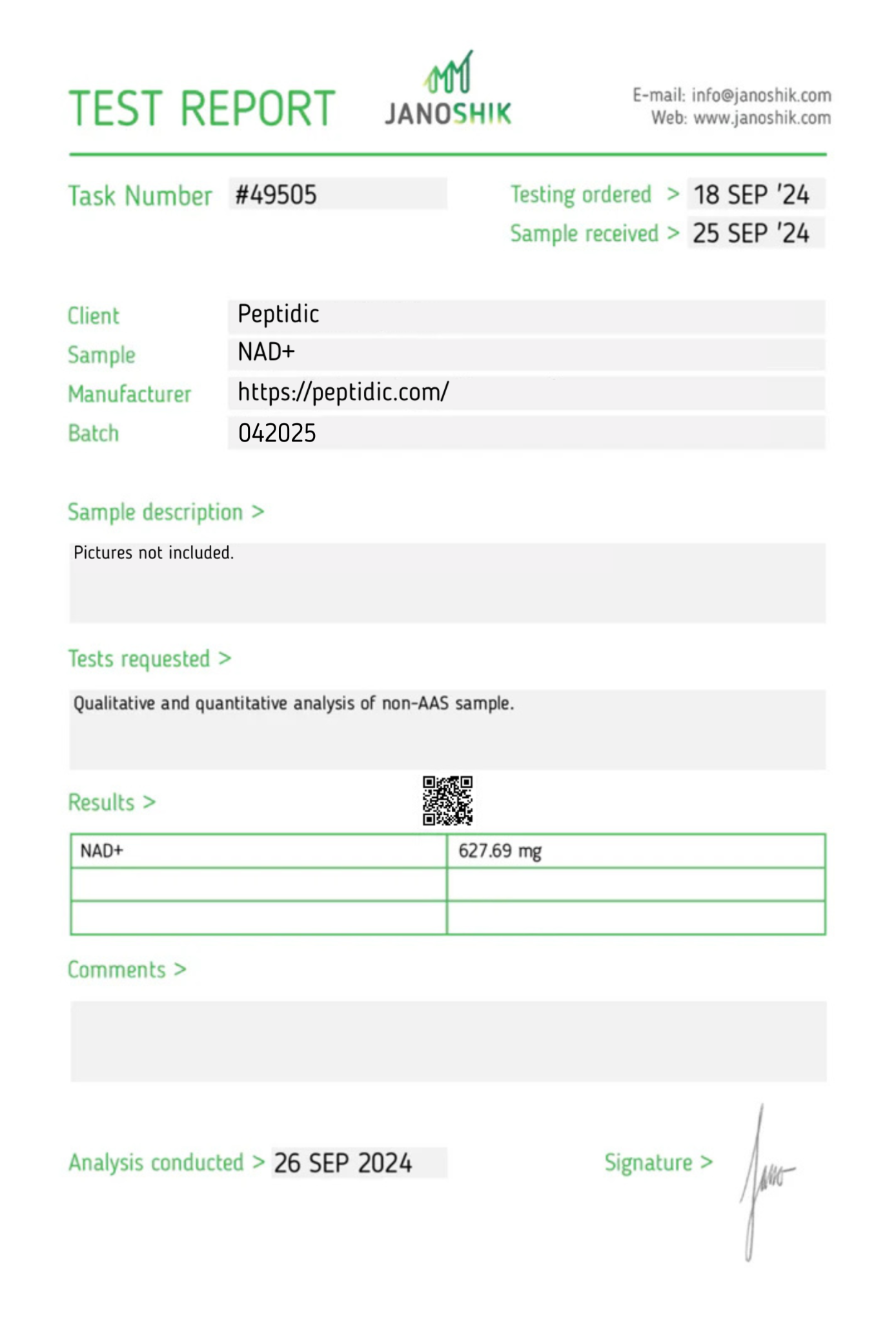 NAD+ 500mg (new adjusted pH) LYOPHILIZED