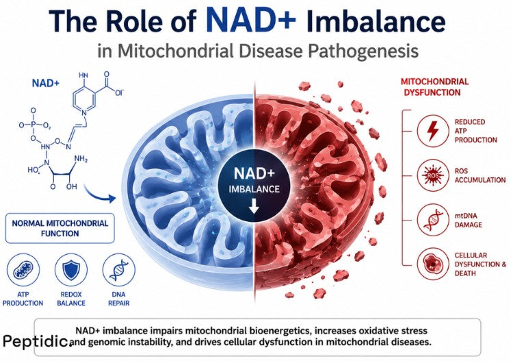 What is the Role of NAD+ Imbalance in Mitochondrial Disease Pathogenesis?